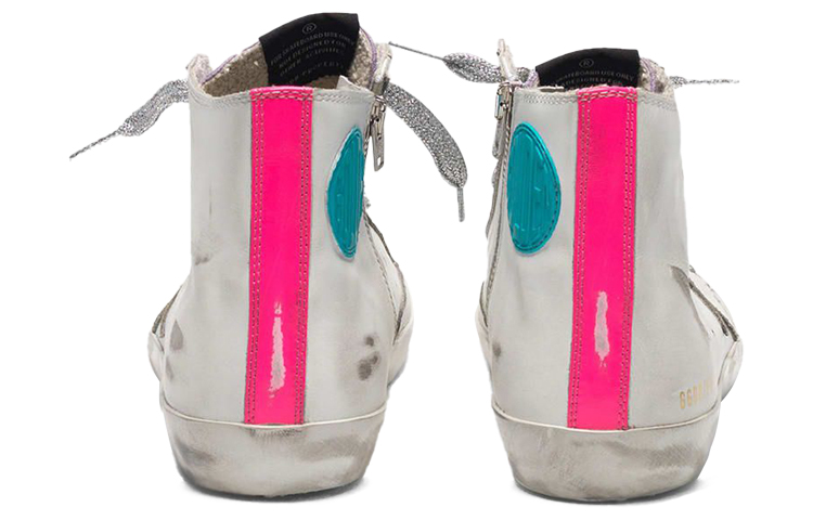 Shop (W) Golden Goose Francy ''Weiß Pinker Stern Used-Look'' G36WS591.C43
