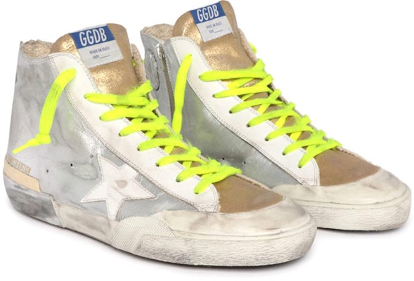(W) Golden Goose Francy LTD 'Distressed Silver High-Top' Sepatu Tinggi Perak Terluka GWF00114.F002409.70203 Lookbook (W) Golden Goose Francy LTD 'Distressed Silver High-Top' Sepatu Tinggi Perak Terluka GWF00114.F002409.70203