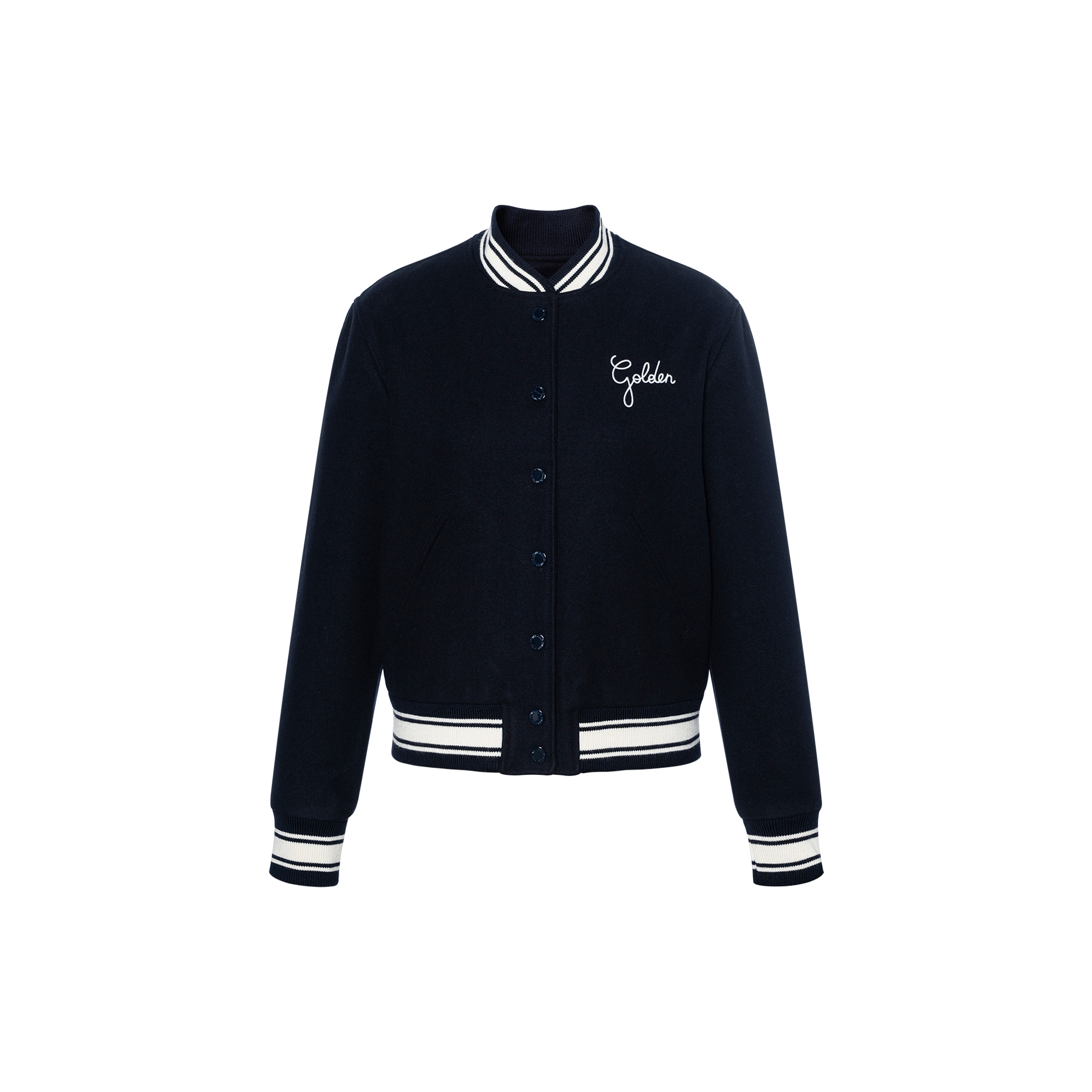 (Women) Golden Goose FW22  Logo Print Button Jacket Dark Blue. GWP00832P00061850486