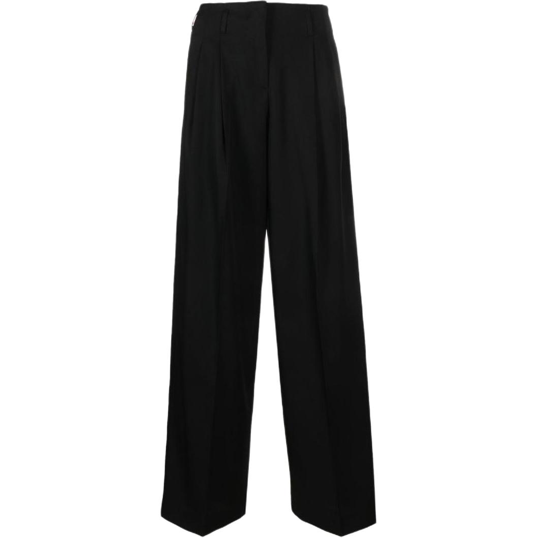 (Women) Golden Goose FW23  Solid High-Waist Pleated Wide-Leg Pants Black GWP01203P00154690100