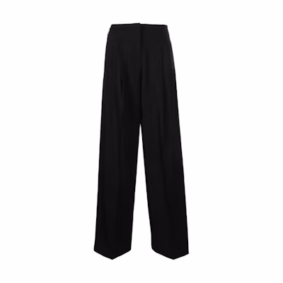 (Women) Golden Goose FW23 Solid High-Waist Pleated Wide-Leg Pants Black GWP01203P00154690100