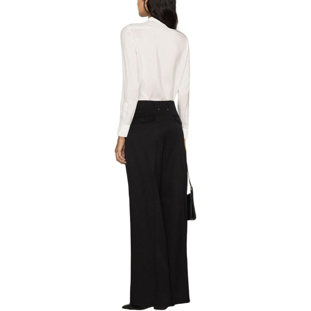 Shop (W) Golden Goose FW23 Celana High-Waist Wide-Leg Lipit Hitam GWP01203P00154690100