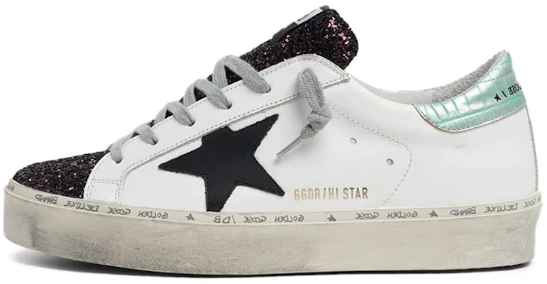 金鵝 Hi-Star 皮革 黑色星星 女款 休閒鞋 白青色閃尾 做舊款 Buy 金鵝 Hi-Star 皮革 黑色星星 女款 休閒鞋 白青色閃尾 做舊款