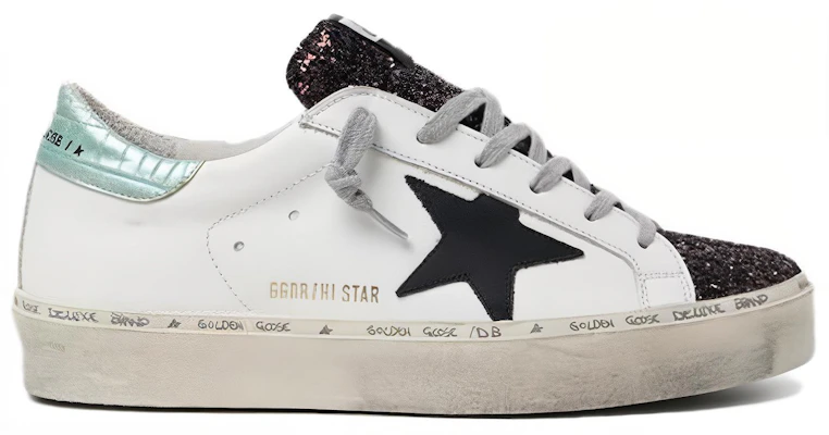 金鵝 Hi-Star 皮革 黑色星星 女款 休閒鞋 白青色閃尾 做舊款 Order 金鵝 Hi-Star 皮革 黑色星星 女款 休閒鞋 白青色閃尾 做舊款
