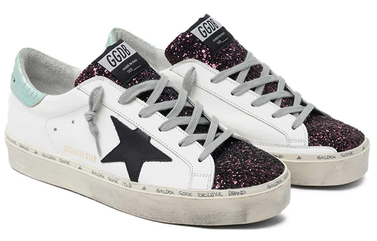 Lookbook 金鵝 Hi-Star 皮革 黑色星星 女款 休閒鞋 白青色閃尾 做舊款