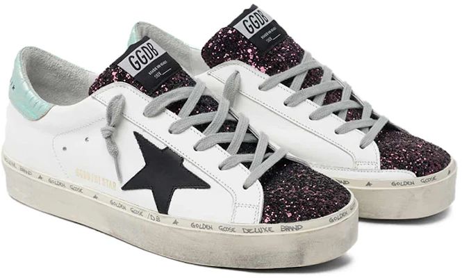 金鵝 Hi-Star 皮革 黑色星星 女款 休閒鞋 白青色閃尾 做舊款 Lookbook 金鵝 Hi-Star 皮革 黑色星星 女款 休閒鞋 白青色閃尾 做舊款