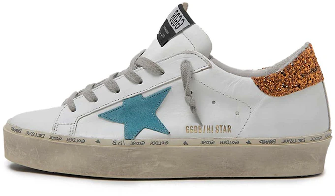 金鵝 Hi-Star 皮革 藍色五芒星 金色閃尾 女款 休閒鞋 白色 做舊款 Buy 金鵝 Hi-Star 皮革 藍色五芒星 金色閃尾 女款 休閒鞋 白色 做舊款