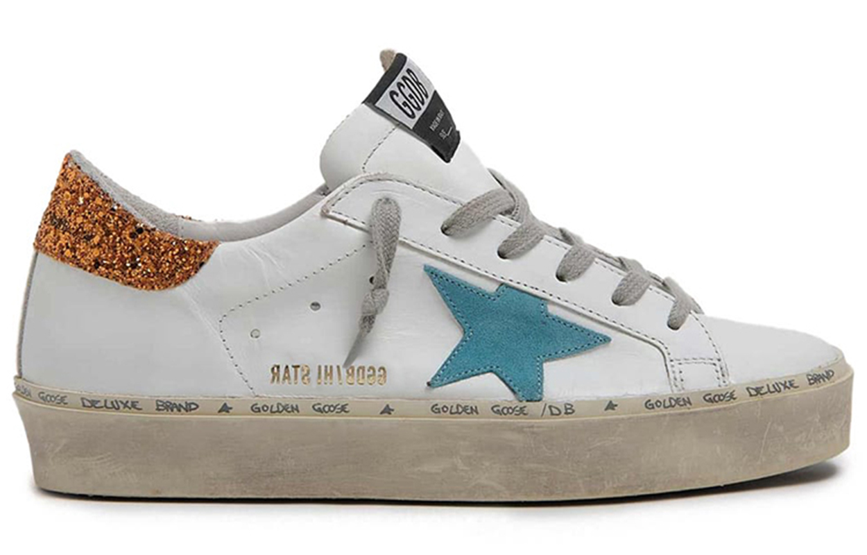 Order (W) Golden Goose Hi-Star 'Bintang Biru Emas Kilat Putih Distressed' G36WS945.Q2