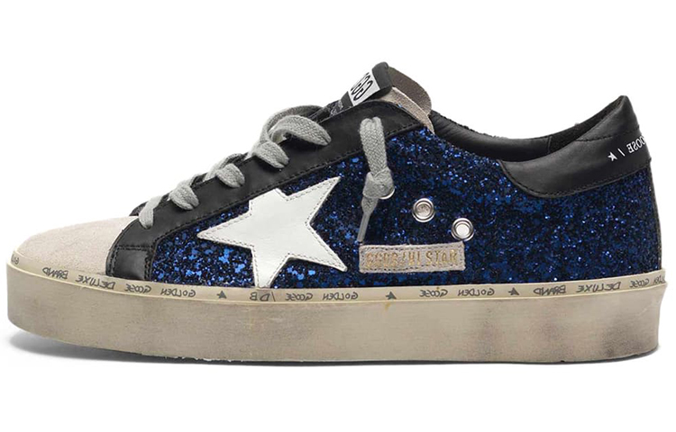 (Women) Golden Goose Hi Star 'Blue Glitter Distressed' G36WS945.M3