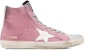 (W) Golden Goose Hi Star 'Distressed Pink' Kasut Berbelang Emas Perempuan G36WS591.C46