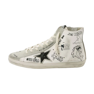 (W) Golden Goose Hi Star 'Distressed White'