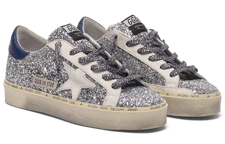 (W) Golden Goose Hi Star 'Silver Sequins Blue Heel Distressed' 圖 3