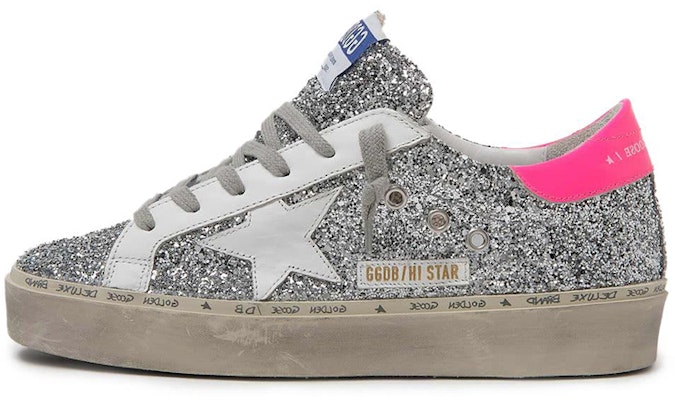 (Women) Golden Goose Hi Star 'Silver Sequins with Pink Heel' G36WS945.R8 Buy (Women) Golden Goose Hi Star 'Silver Sequins with Pink Heel' G36WS945.R8