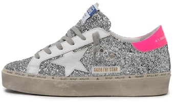 (Women) Golden Goose Hi Star 'Silver Sequins with Pink Heel' G36WS945.R8 (Women) Golden Goose Hi Star 'Silver Sequins with Pink Heel' G36WS945.R8
