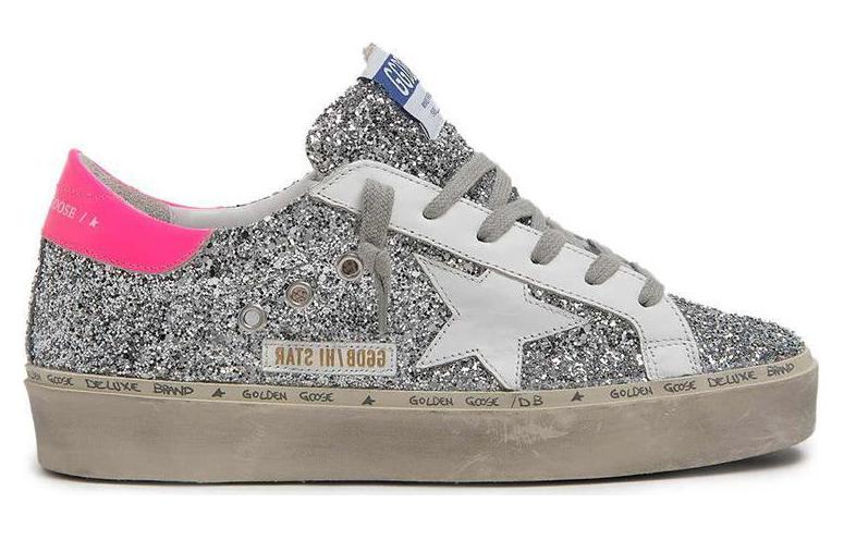 Order (W) Golden Goose Hi Star ''Sequins Argentés avec Talon Rose''. G36WS945.R8