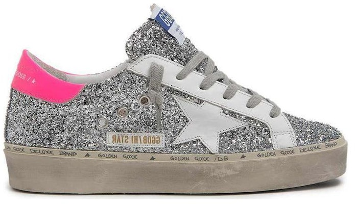 (Women) Golden Goose Hi Star 'Silver Sequins with Pink Heel' G36WS945.R8 Order (Women) Golden Goose Hi Star 'Silver Sequins with Pink Heel' G36WS945.R8
