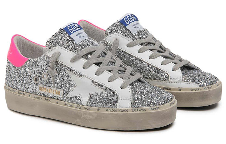 Lookbook (W) Golden Goose Hi Star ''Sequins Argentés avec Talon Rose''. G36WS945.R8