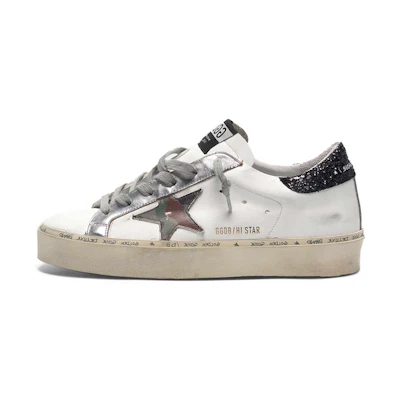 (W) Golden Goose Hi Star 'White Black Glitter Camo Star Distressed'