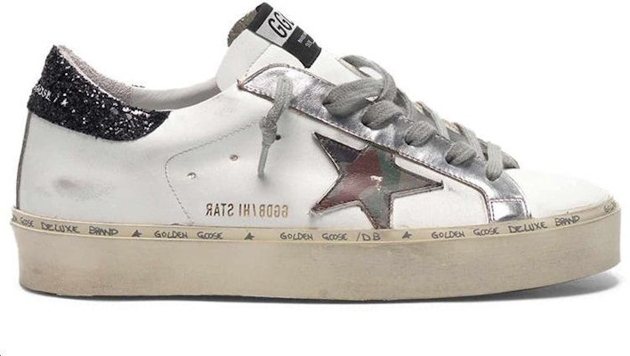(Women) Golden Goose Hi Star 'White Black Glitter Camo Star Distressed' G36WS945.N9 Order (Women) Golden Goose Hi Star 'White Black Glitter Camo Star Distressed' G36WS945.N9