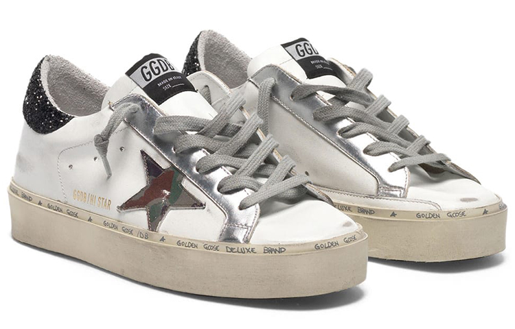 Lookbook (W) Golden Goose Hi Star 'Putih Hitam Glitter Camo Bintang Distressed' G36WS945.N9