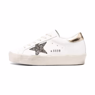 (W) Golden Goose Hi Star White Glitter Gold