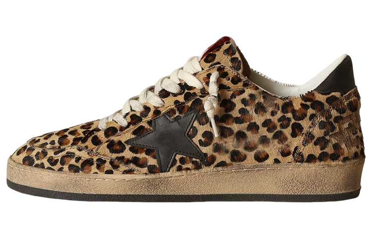(W) Golden Goose Ball Star Beige Leopard Print Pony 'Brown'