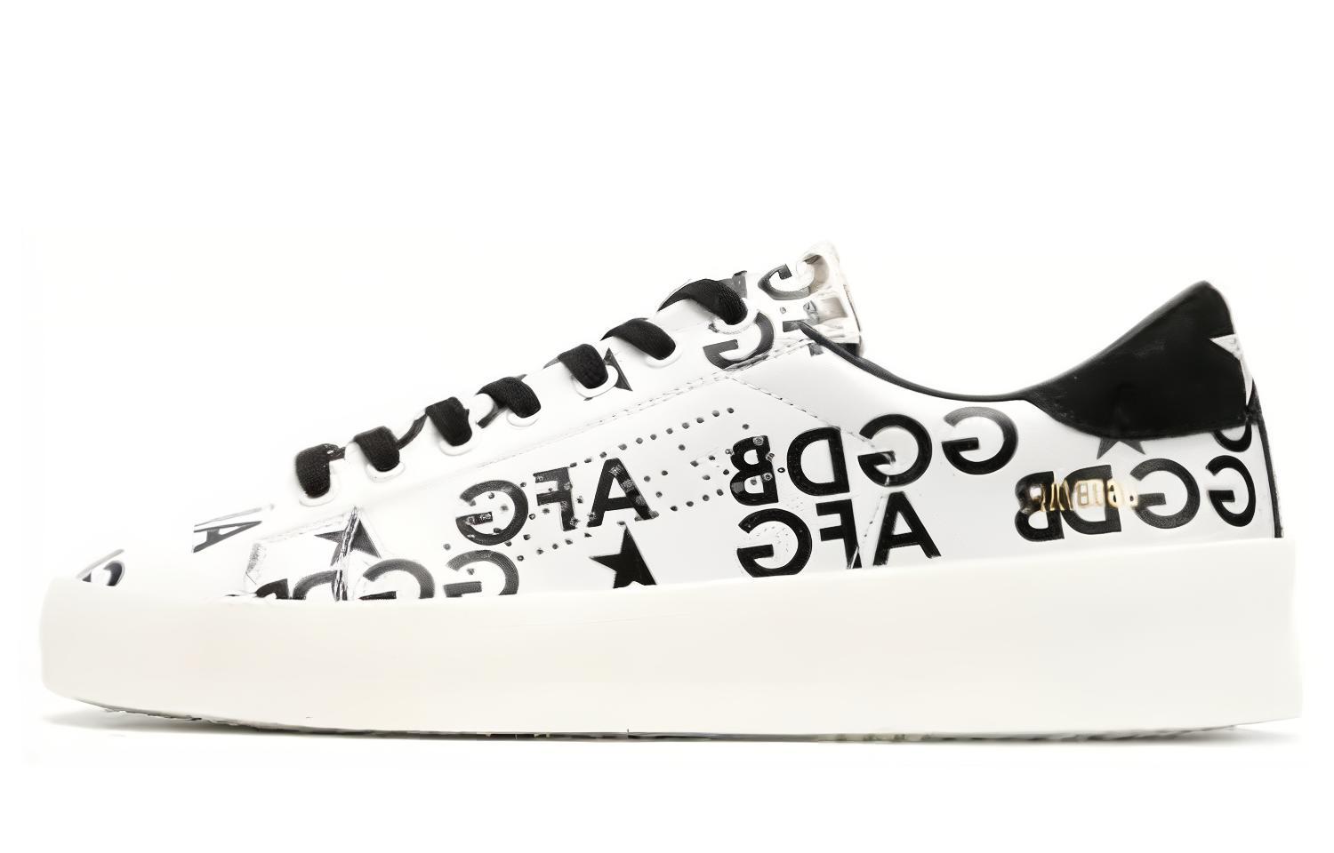 Buy (W) Golden Goose 低帮运动鞋 '黑白印花标志' G33WS957.A5