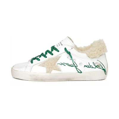 (W) Golden Goose Low Top Lace-Up Sneaker 'White Green'