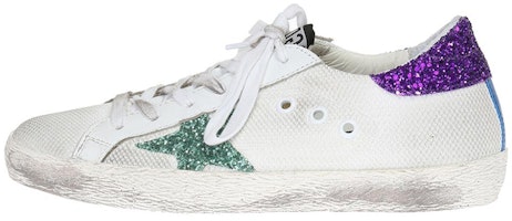 (Women) Golden Goose Low Top Sneakers 'White Green Purple' G31WS590.B86 (Women) Golden Goose Low Top Sneakers 'White Green Purple' G31WS590.B86