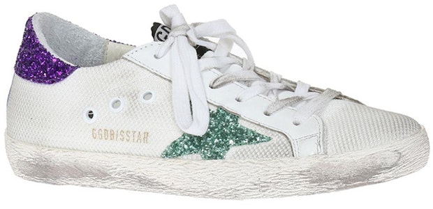 (W) 골든구스 로우탑 스니커즈 '화이트 그린 퍼플' G31WS590.B86 Order (W) 골든구스 로우탑 스니커즈 '화이트 그린 퍼플' G31WS590.B86