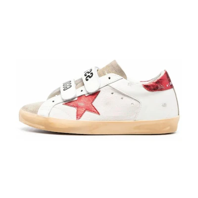 (W) Golden Goose Low Top Velcro 'Distressed White Red'