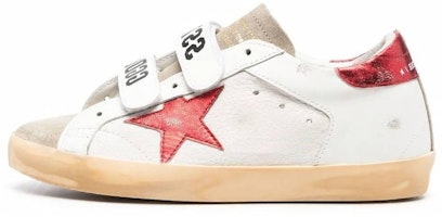 (Women) Golden Goose Low Top Velcro 'Distressed White Red' GWF00143.F003349.10953 (Women) Golden Goose Low Top Velcro 'Distressed White Red' GWF00143.F003349.10953