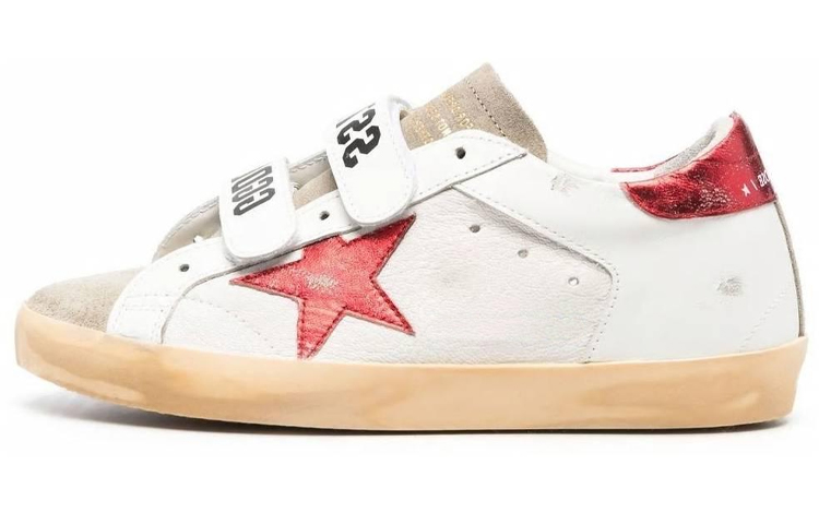 (Women) Golden Goose Low Top Velcro 'Distressed White Red' GWF00143.F003349.10953