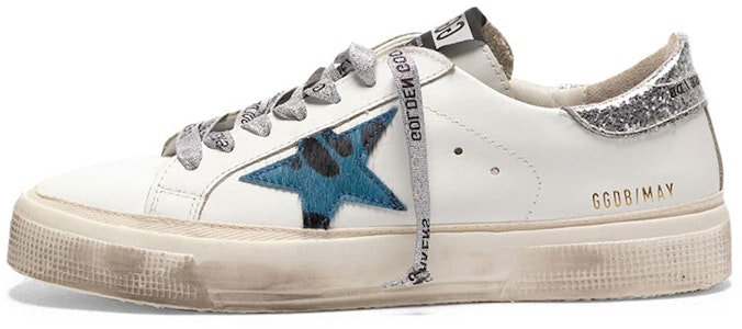 (W) 金鹅 May 系列 '蓝色印花星星闪光后跟 - 做旧白' G35WS127.M4 Buy (W) 金鹅 May 系列 '蓝色印花星星闪光后跟 - 做旧白' G35WS127.M4