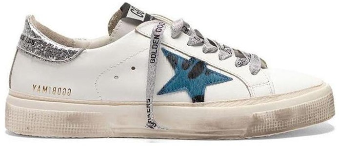 (W) 金鹅 May 系列 '蓝色印花星星闪光后跟 - 做旧白' G35WS127.M4 Order (W) 金鹅 May 系列 '蓝色印花星星闪光后跟 - 做旧白' G35WS127.M4