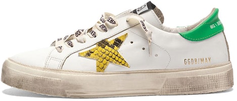 (Women) Golden Goose May 'White Green Tail Snakeskin Star' G35WS127.L6 (Women) Golden Goose May 'White Green Tail Snakeskin Star' G35WS127.L6