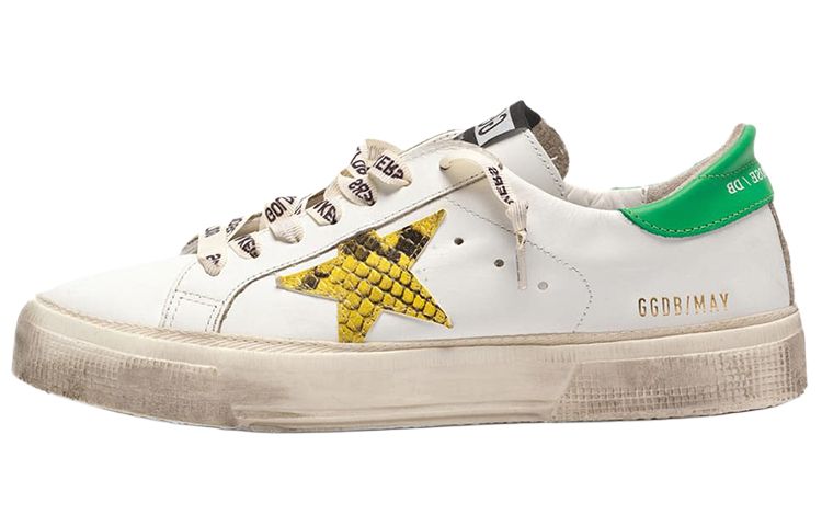 (Women) Golden Goose May 'White Green Tail Snakeskin Star' G35WS127.L6