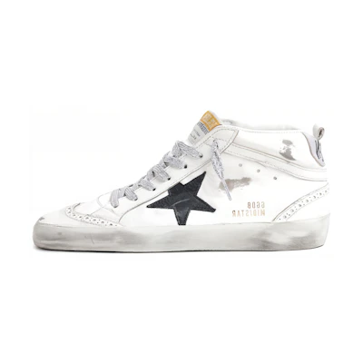 (W) Golden Goose Mid Star Black Silver 'White'
