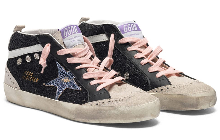 Order (W) Golden Goose Mid-Star ''Regenboog Ster Pailletten Navy'' G36WS634.V6