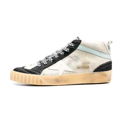 (W) Golden Goose Mid Star 'Beige Black Distressed'