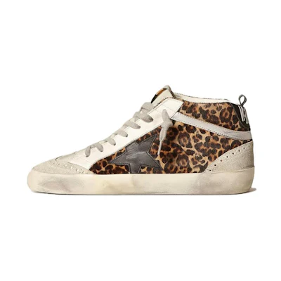 (W) Golden Goose Mid Star Leopard Print Black Star 'Brown'