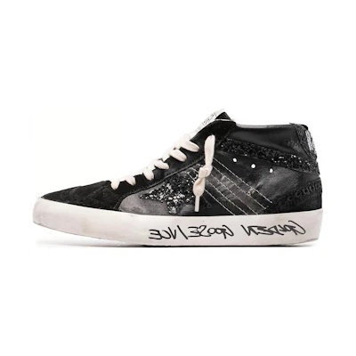(W) Golden Goose Mid Star 'Distressed Black'