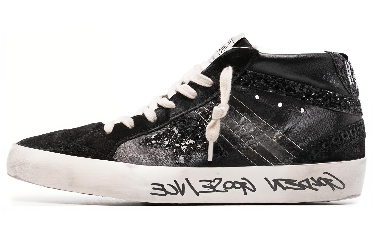 (Women) Golden Goose Mid Star 'Distressed Black' GWF00122.F004157.90100