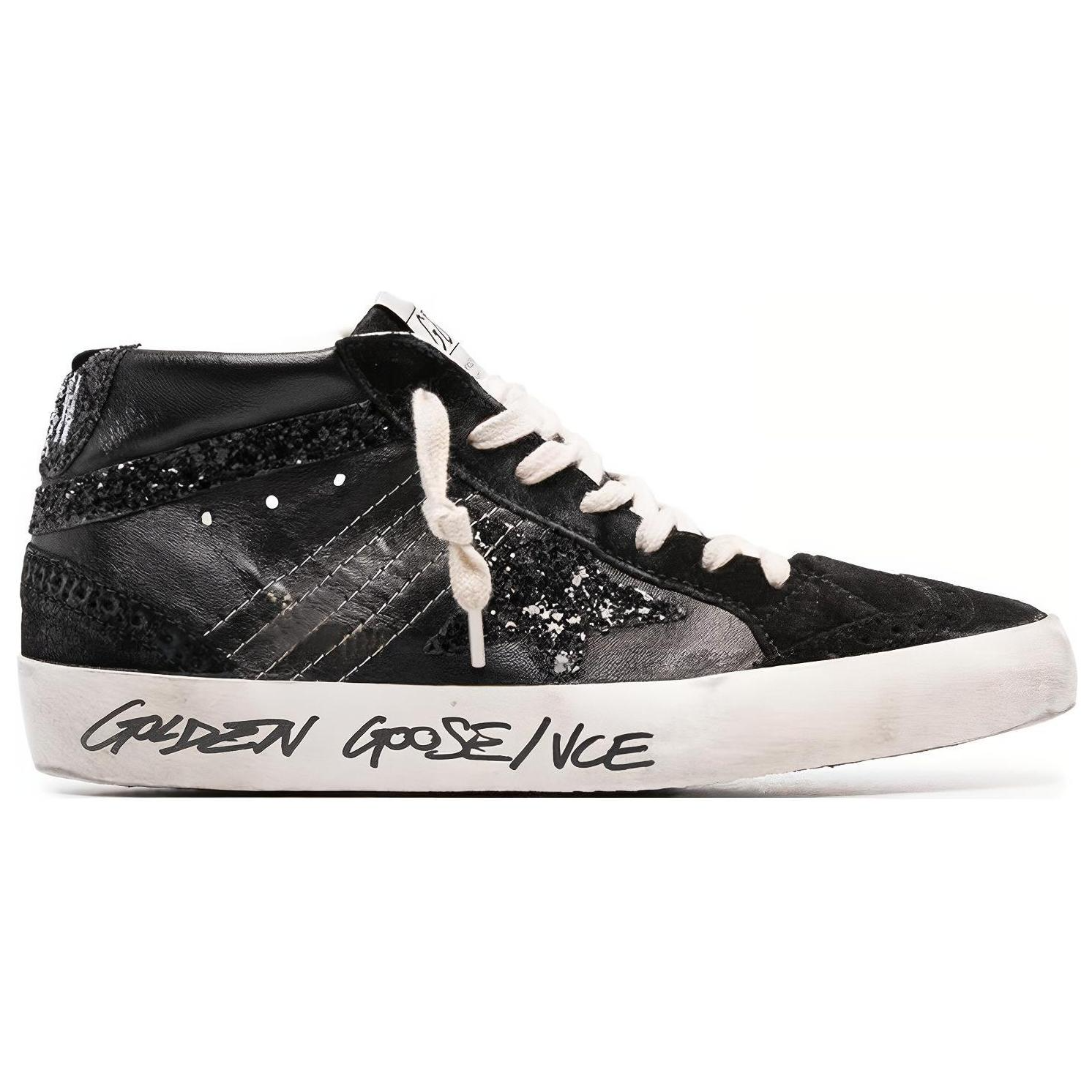 Order (W) Golden Goose Mid Star ''Versleten Zwart'' GWF00122.F004157.90100