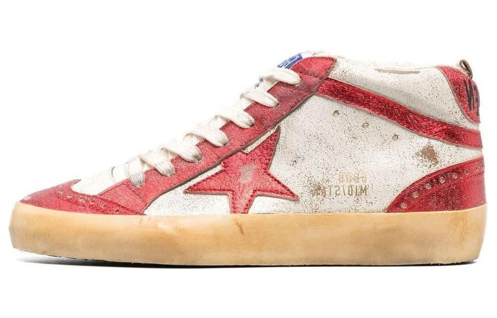 (Women) Golden Goose Mid Star 'Distressed Cream Red' GWF00122.F004250.15308
