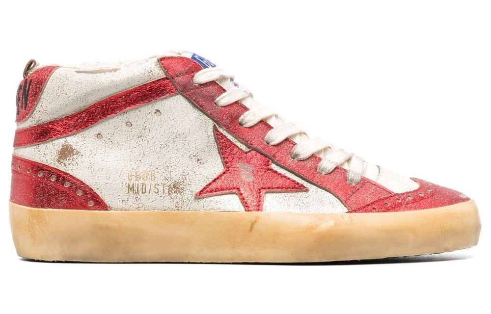 Order (W) Golden Goose Mid Star ''Versleten Crème Rood'' GWF00122.F004250.15308