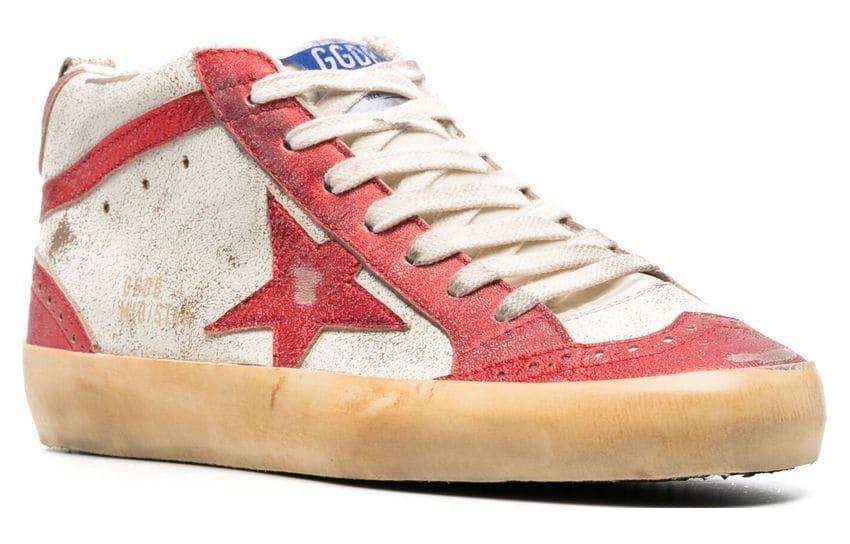 Lookbook (W) Golden Goose Mid Star ''Versleten Crème Rood'' GWF00122.F004250.15308