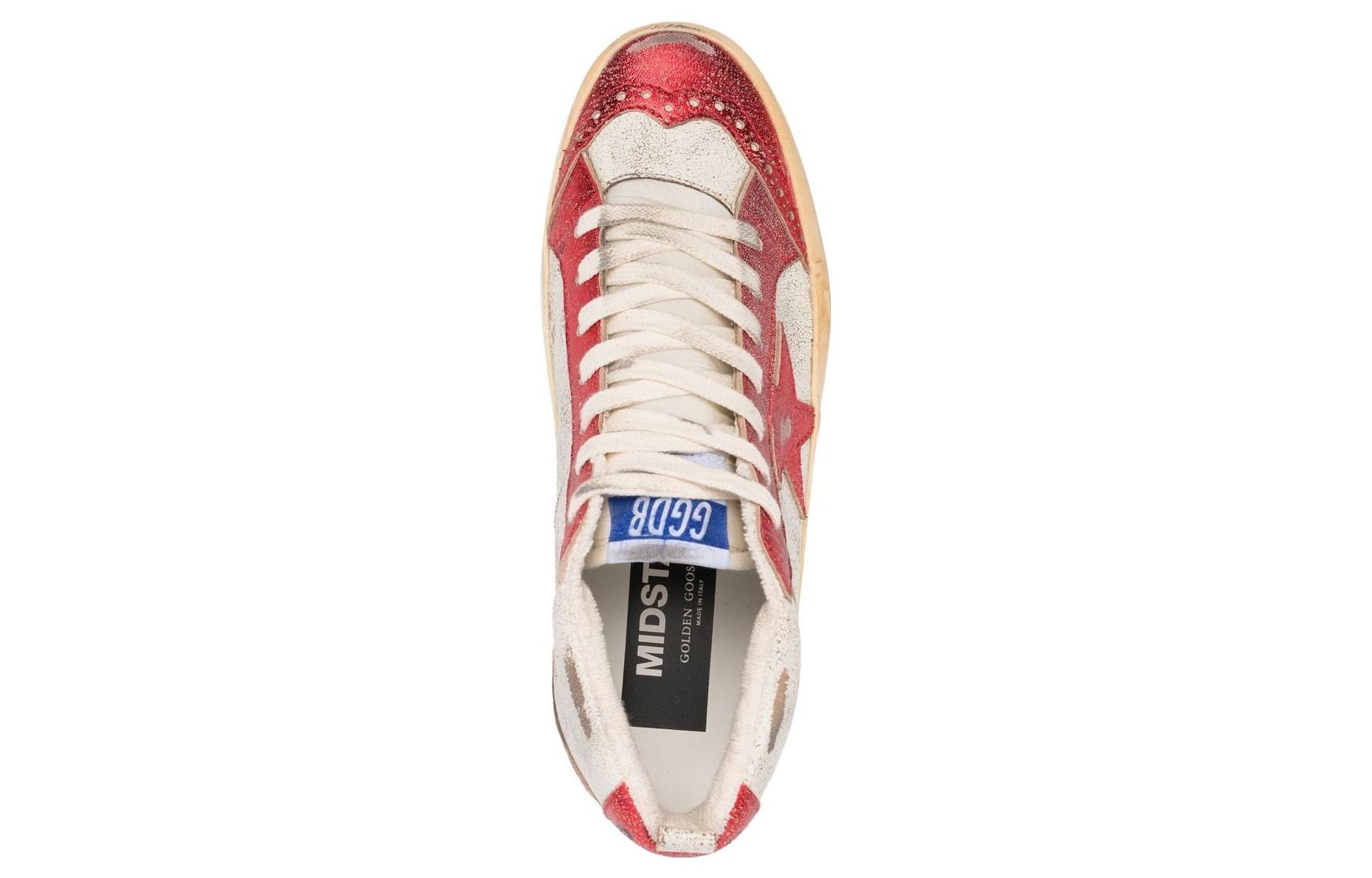 Shop (W) Golden Goose Mid Star ''Versleten Crème Rood'' GWF00122.F004250.15308