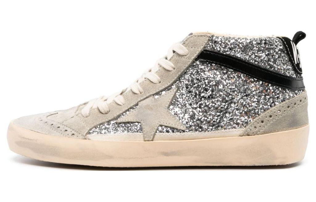 (Women) Golden Goose Mid Star 'Glitter Suede High-Top Grey-Tan Silver' GWF00122.F004554.70211