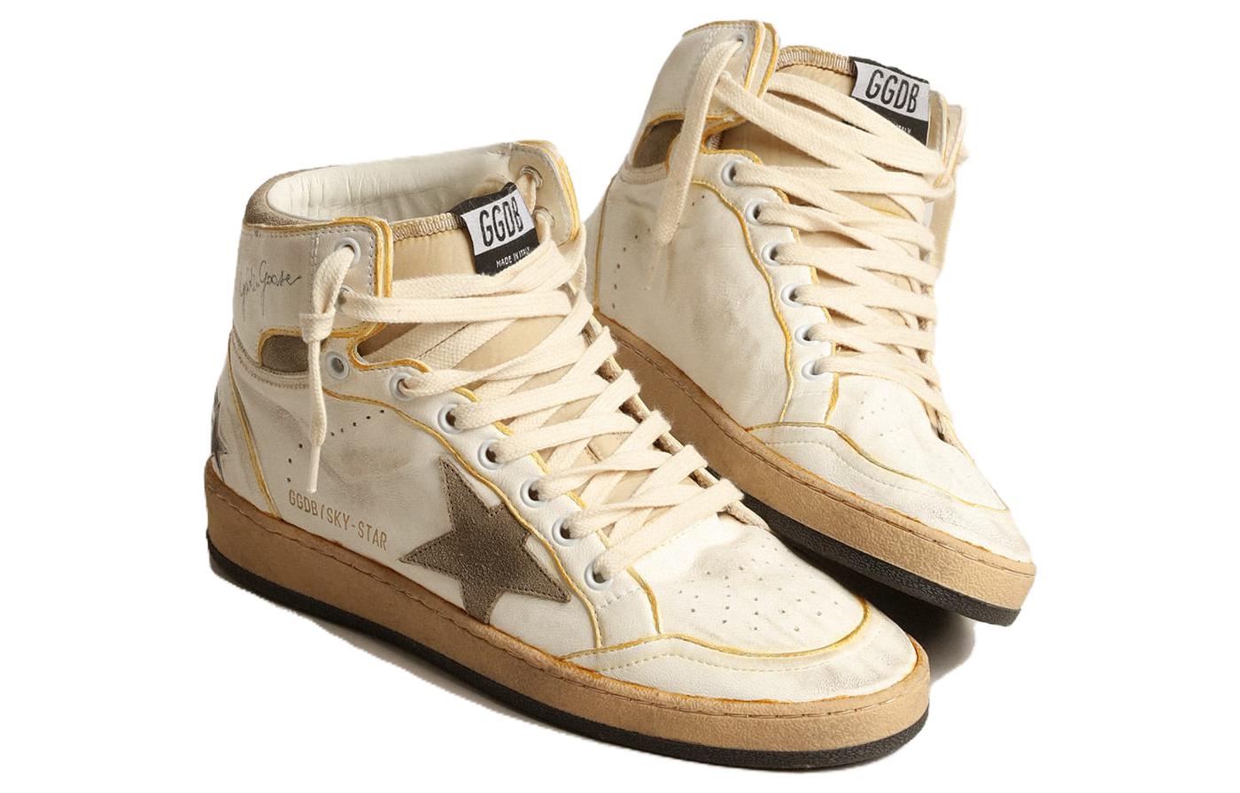 Lookbook Golden Goose Sky-Star 皮革 圓頭繫帶 中筒 板鞋 女款 白色